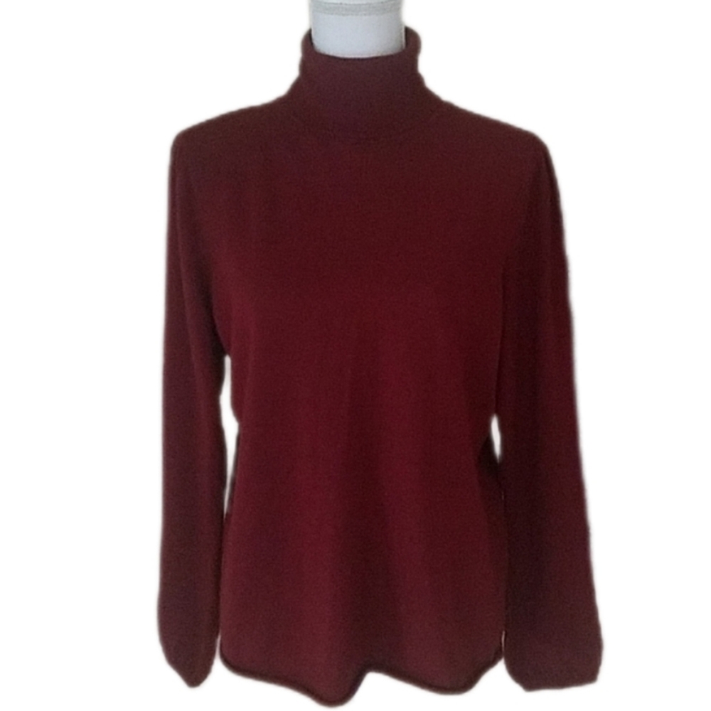Marina Luna Merino Turtleneck Sweater Burgundy Size XL